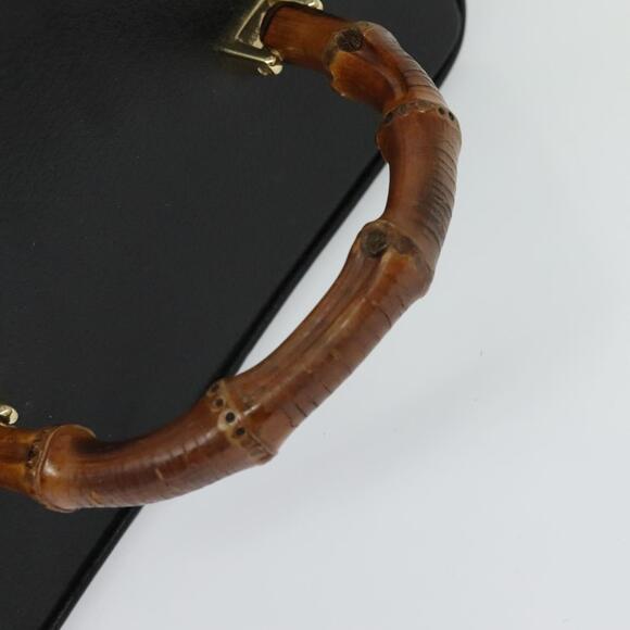 GUCCI Bamboo Hand Bag Leather Black Gold 013 2122 013 2122 - Picture 7 of 16